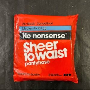 Vintage NOS No Nonsense Black Sandalfoot Pantyhose Med to Tall (B)